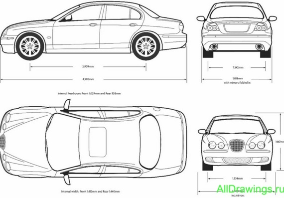 Jaguar S-Type (2008) (Ягуар С-Тип (2008)) - чертежи (рисунки) автомобиля